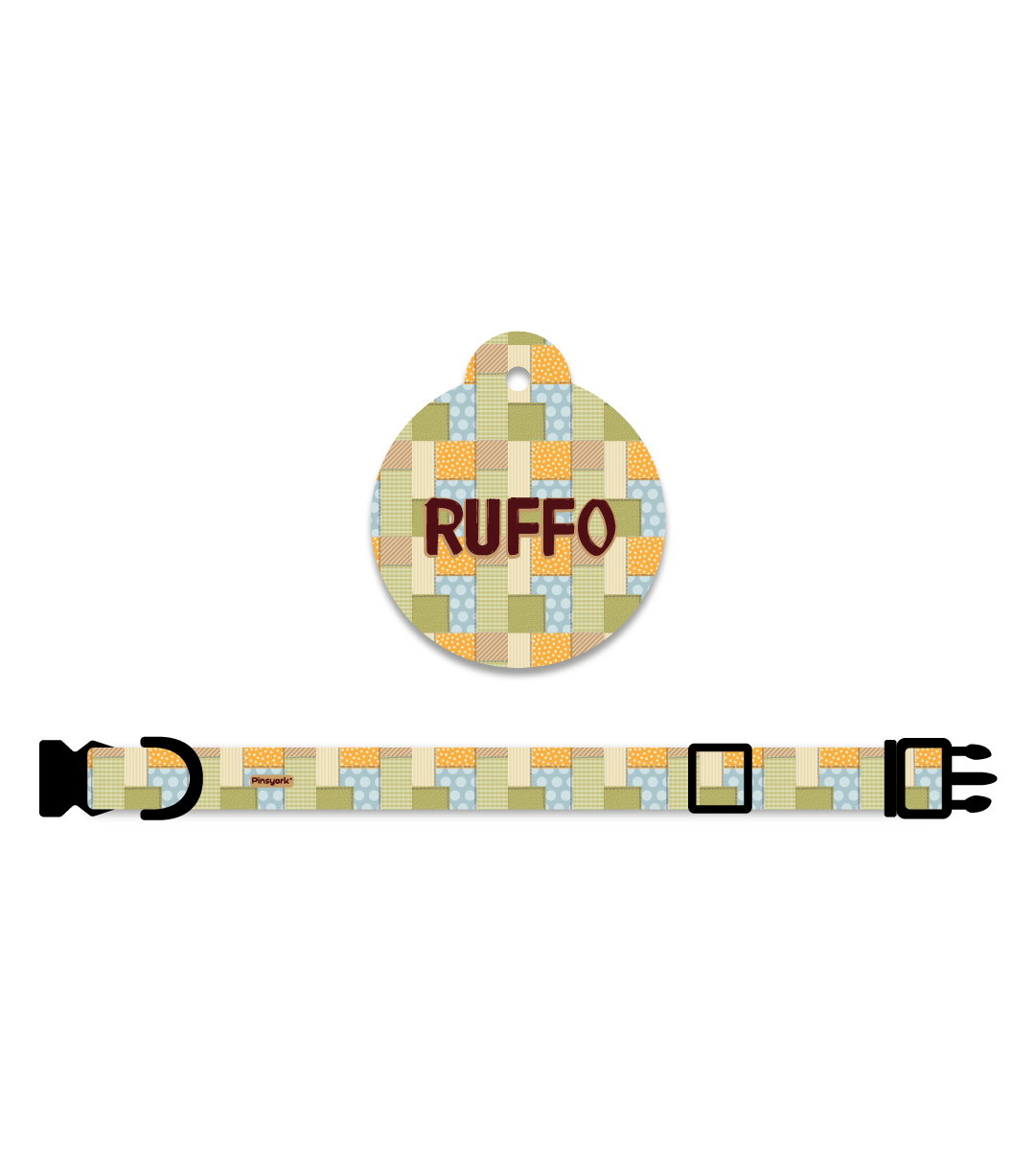 Collar + Placa ID Círculo | Patchwork