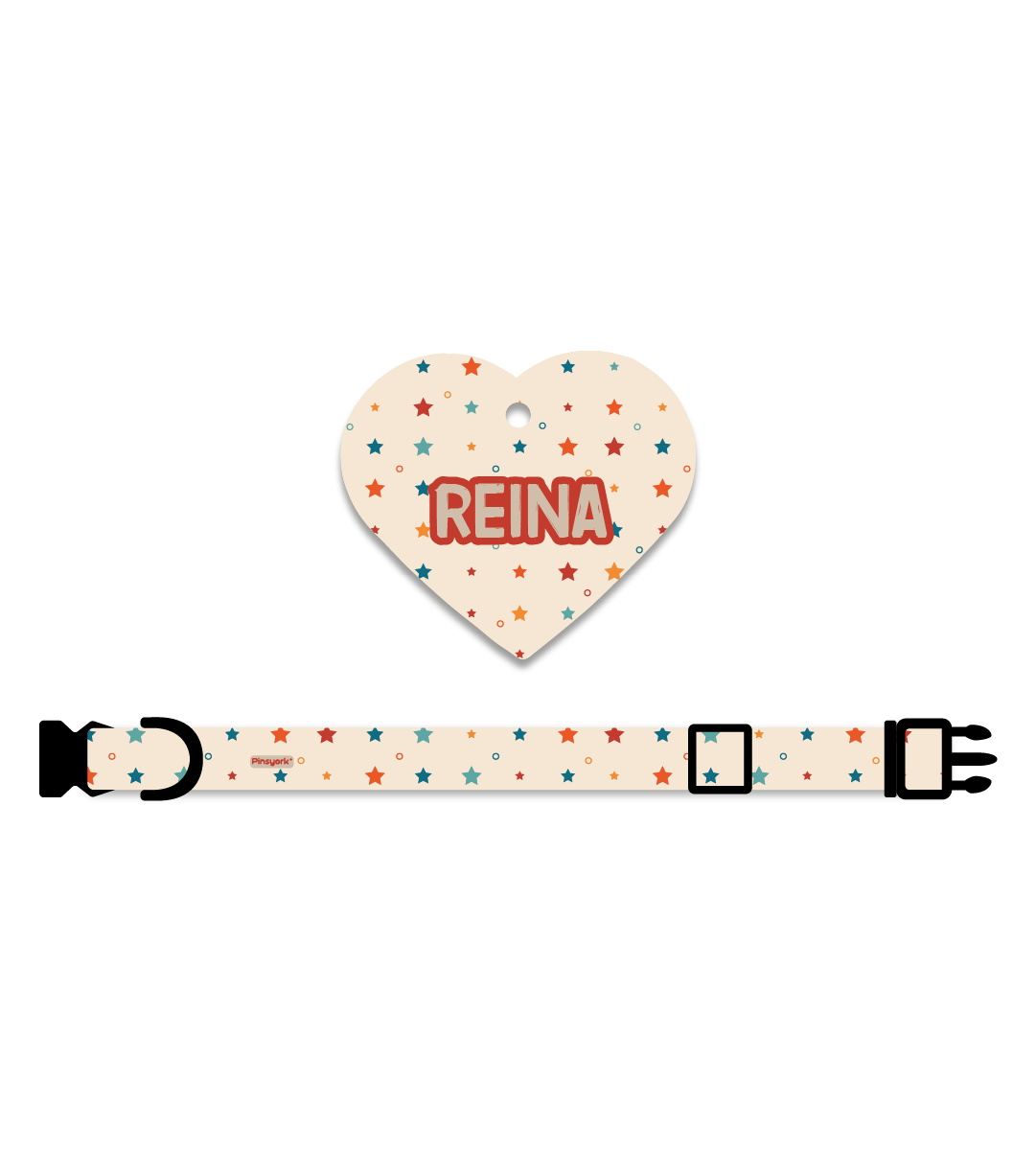 Collar + Placa ID Corazón | Estrellitas