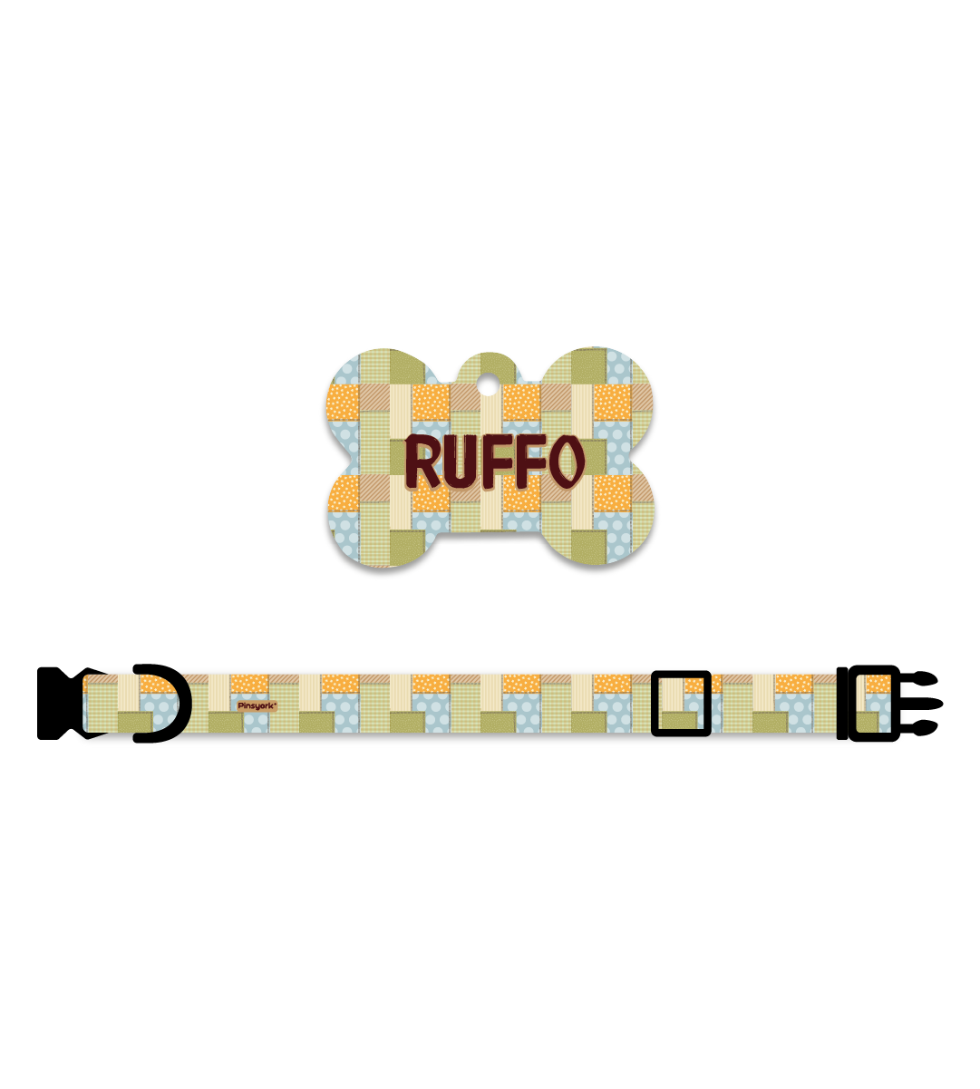Collar + Placa ID Hueso | Patchwork