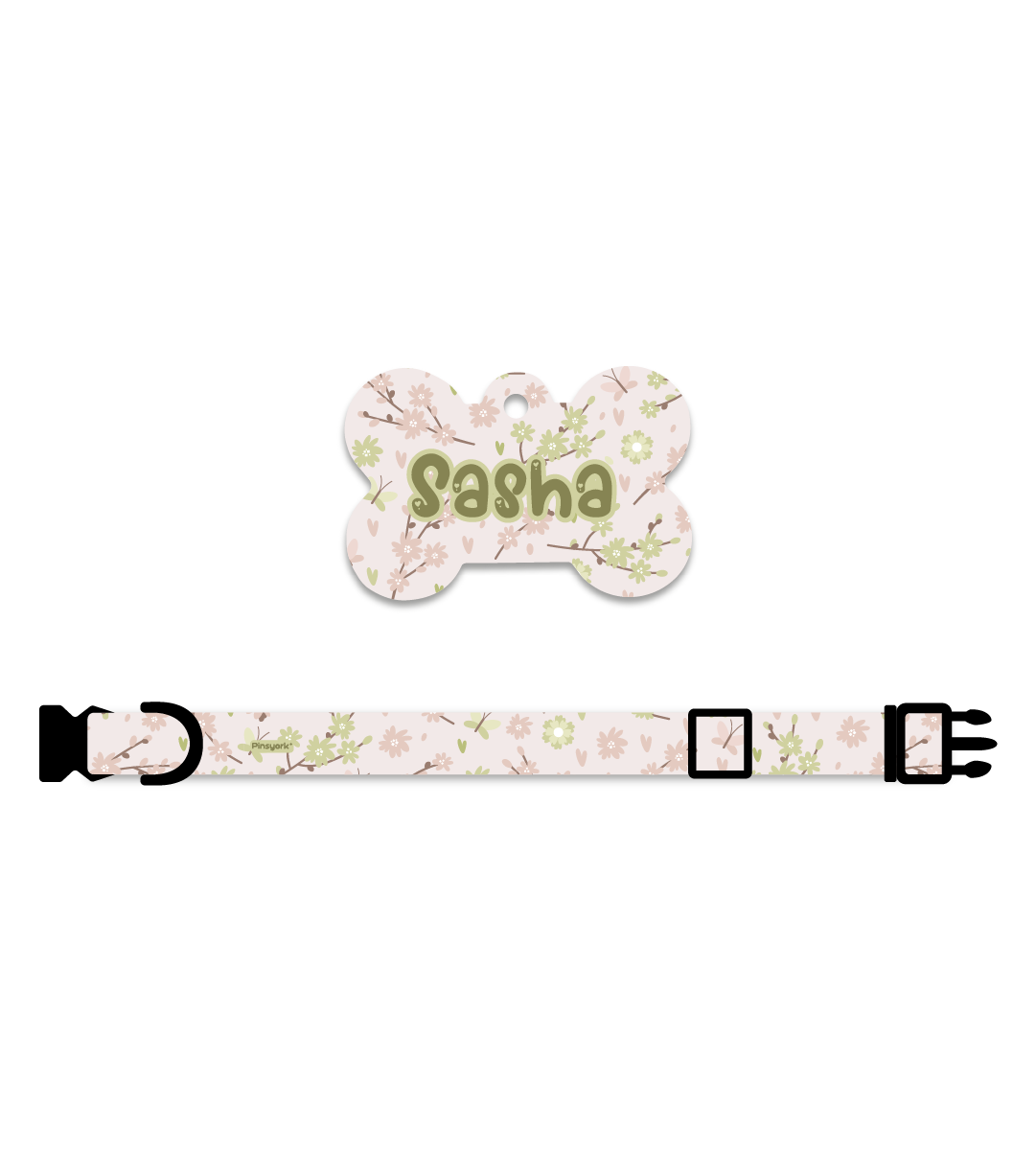 Collar + Placa ID Hueso | Cerezo