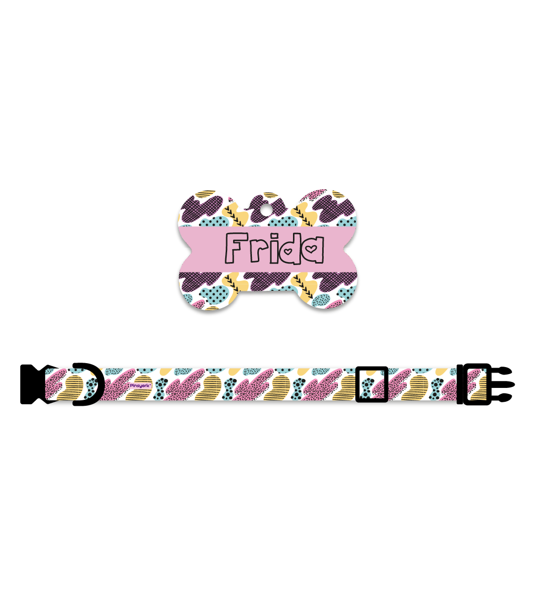 Collar + Placa ID Hueso | Figuras Abstractas