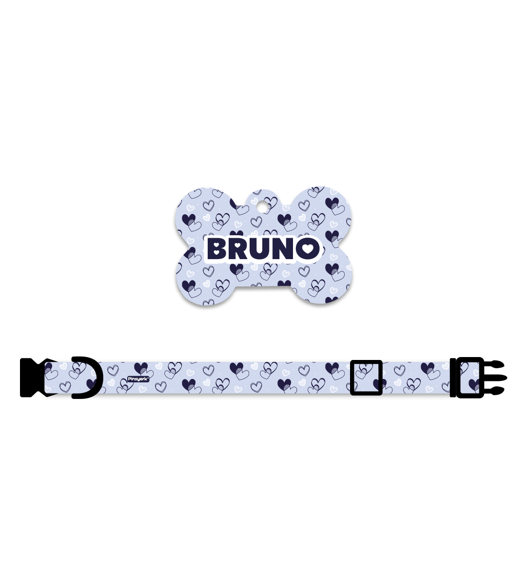 Collar + Placa ID Hueso | Heart