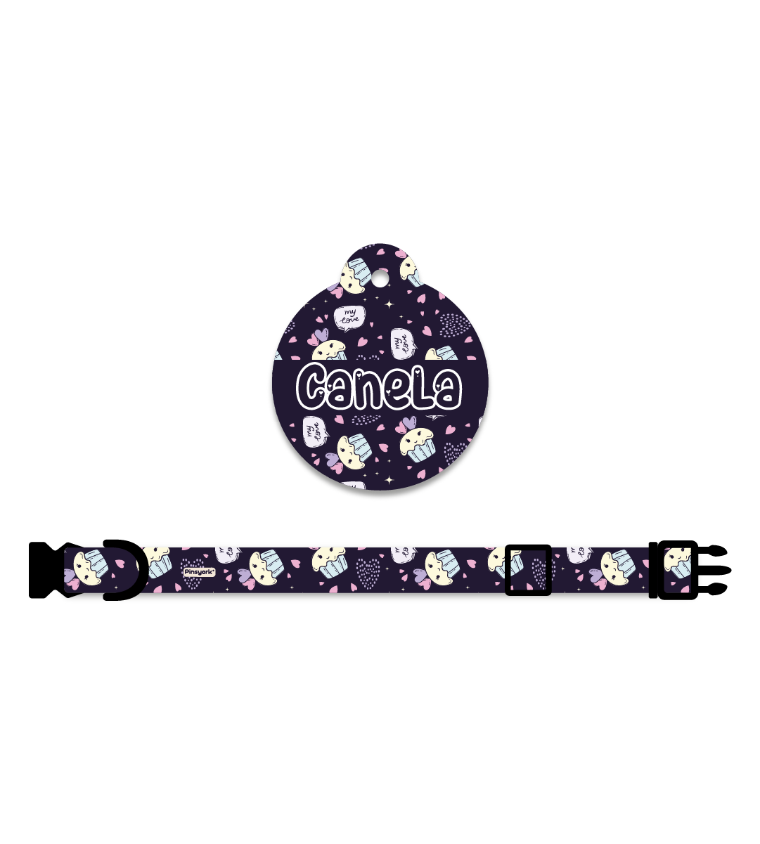 Collar + Placa ID Círculo | Cupcakes