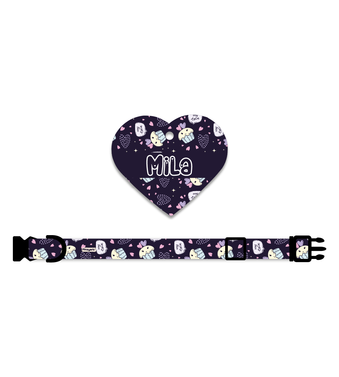 Collar + Placa ID Corazón | Cupcakes