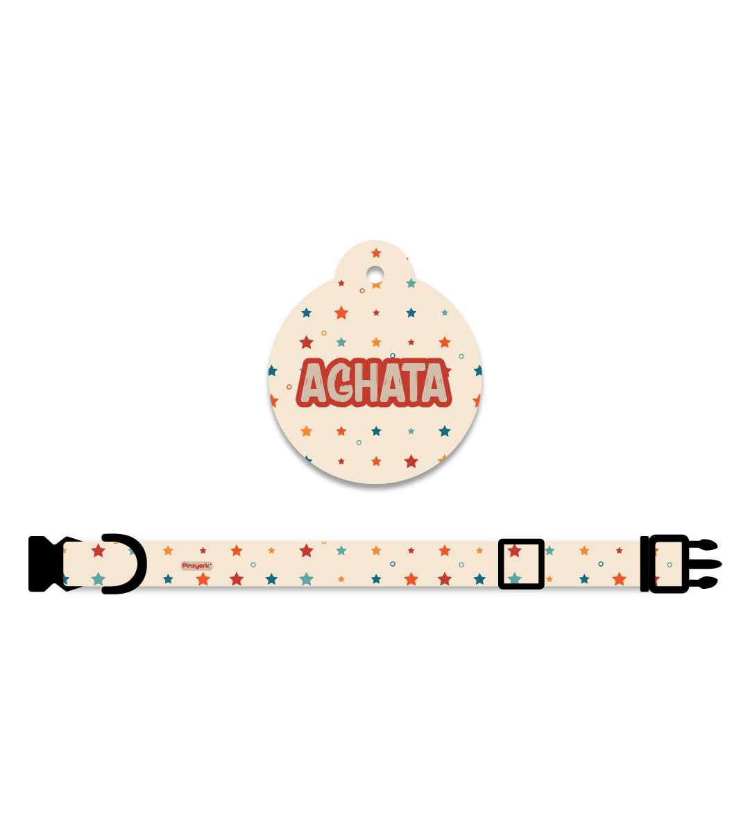 Collar + Placa ID Círculo | Estrellitas