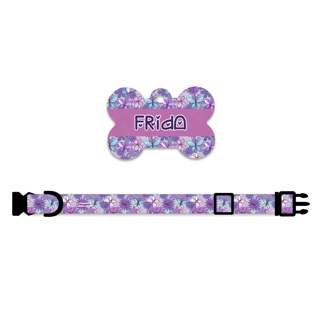 Collar + Placa ID Hueso | Butterfly
