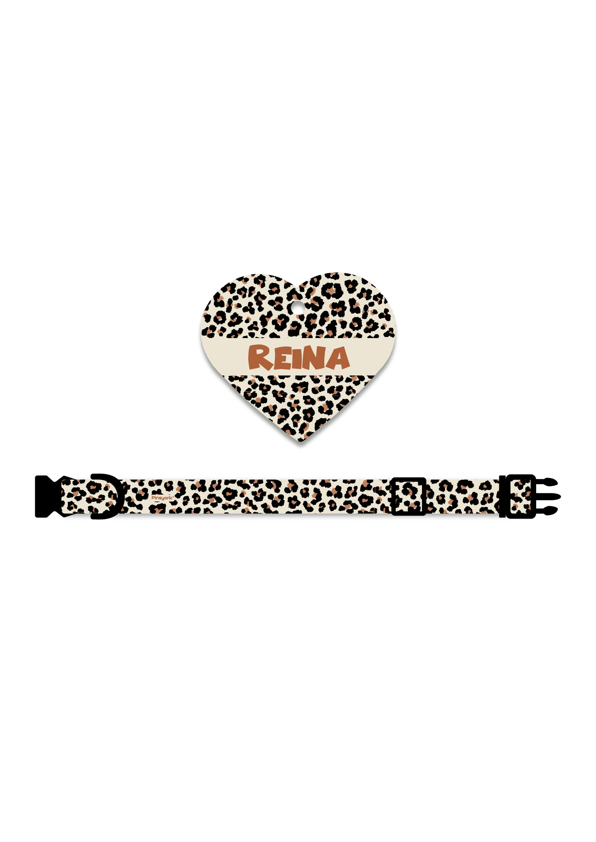 Collar + Placa ID Corazón | Animal print