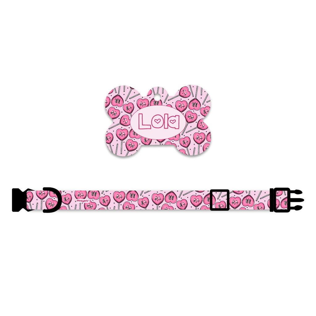 Collar + Placa ID Hueso | Kiss