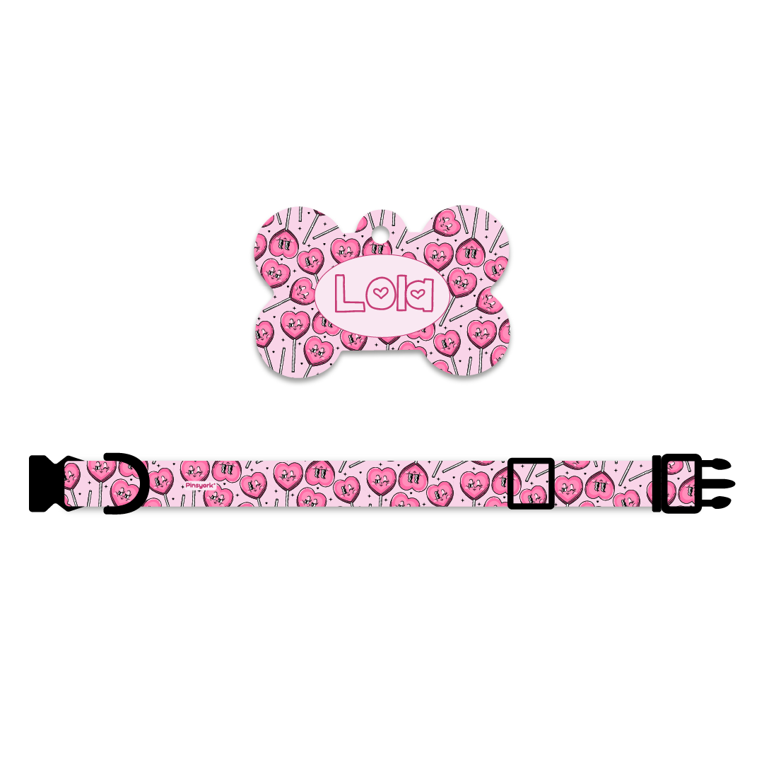 Collar + Placa ID Hueso | Kiss