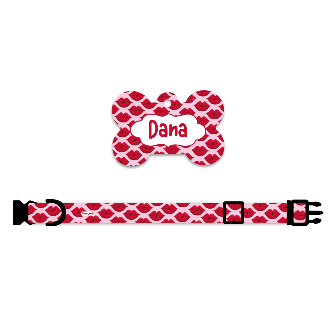 Collar + Placa ID Hueso | Kiss
