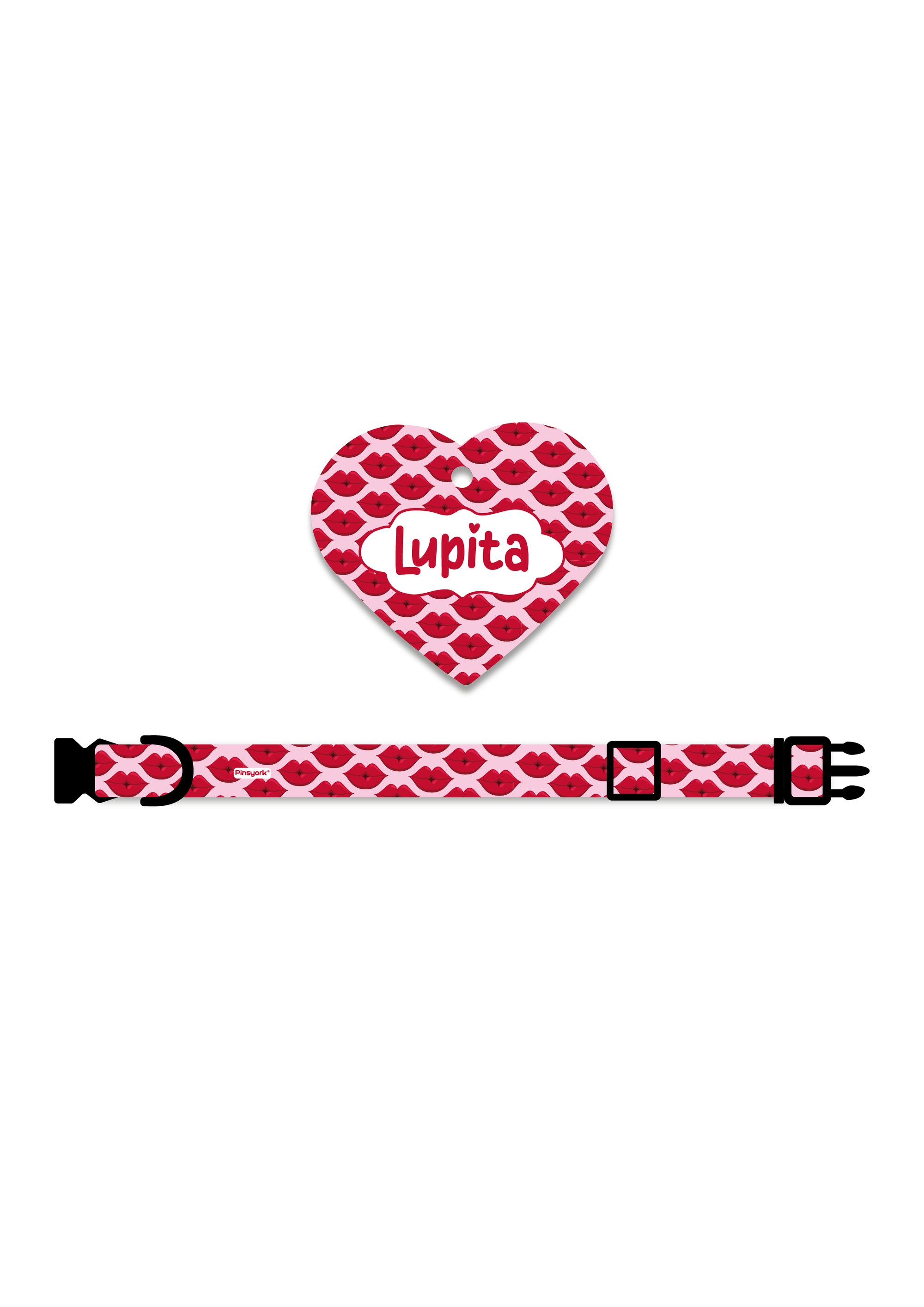 Collar + Placa ID Corazón | Kiss