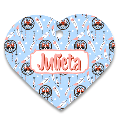 Placa ID Corazón con QR diseño Boho