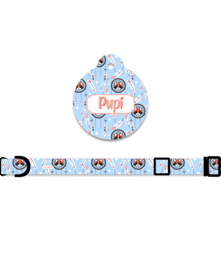 Collar + Placa ID Círculo Boho