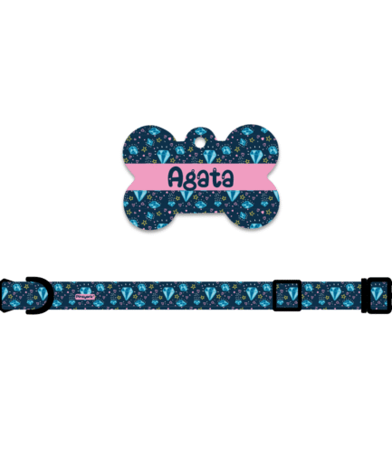 Collar + Placa ID Hueso Diamonds