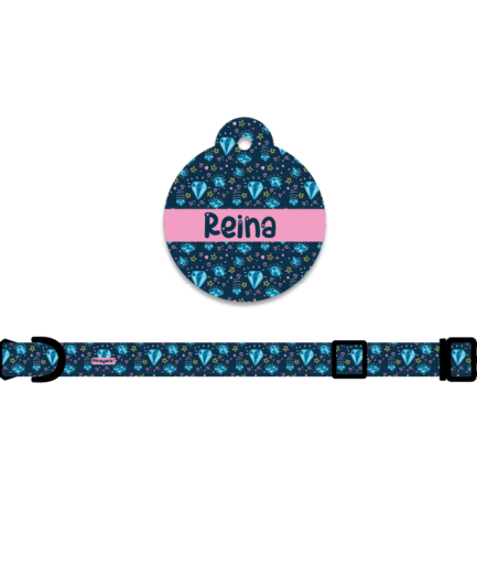 Collar + Placa ID Círculo Diamonds
