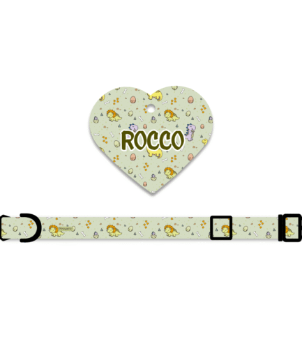 Collar + Placa ID Corazón Dino Baby