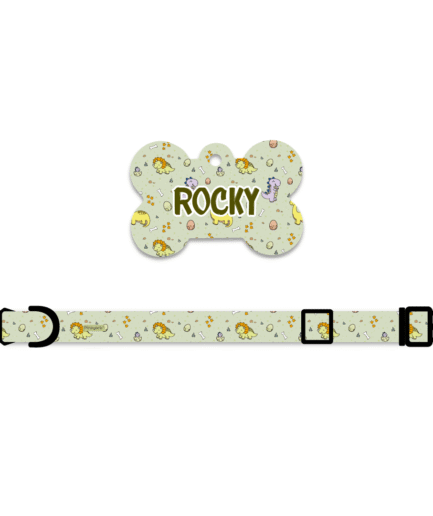 Collar + Placa ID Hueso Dino Baby