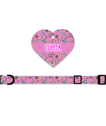 Collar + Placa ID Corazón RetroPet