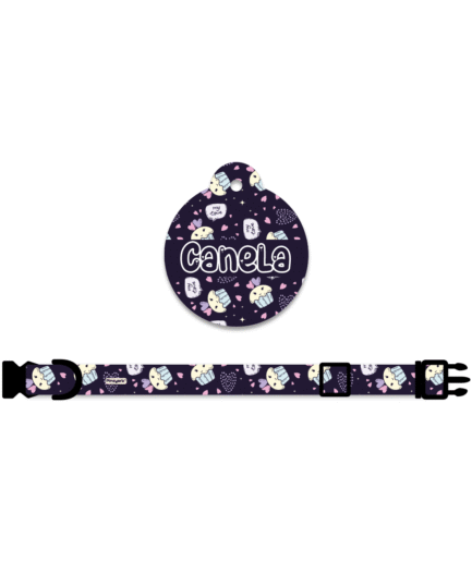 Collar + Placa ID Círculo | Cupcakes